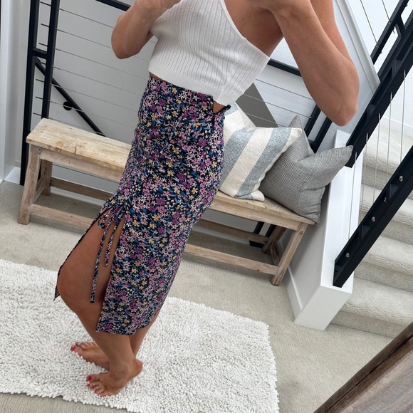 SHEIN purple floral midi high waist skirt summer beach casual event party XS - Picture 6 of 11